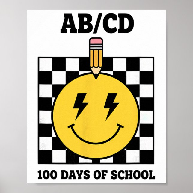 Poster Ab Cd 100 Dias De Escola Lápis Infantil Xadrez  (Frente)