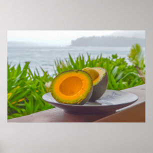 Poster Abacate Reed Maduro Cortado ao Meio em Kauai, Hava