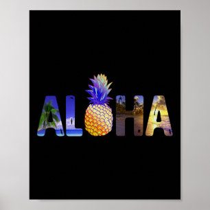 Poster Abacaxi Aloha Hawaii Luau no Havaí - Custo