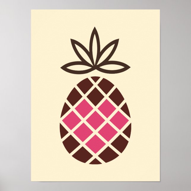Poster Abacaxi de chocolate com coração rosa (Frente)