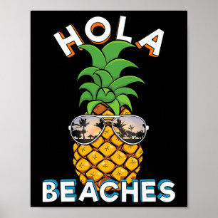 Poster Abacaxi Sungles Hola Pega Férias na Praia