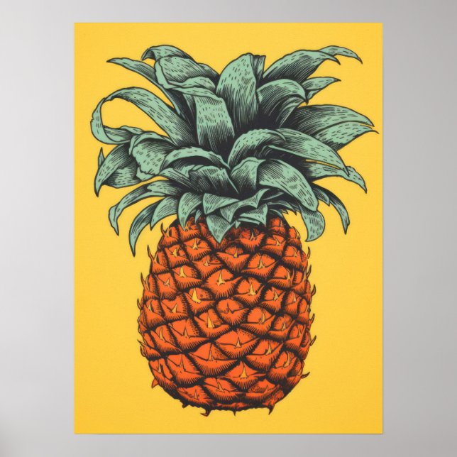 Poster Abacaxi Tropical Vintage (Frente)