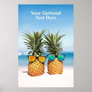 Poster Abacaxis de Praia de Texto Personalizado