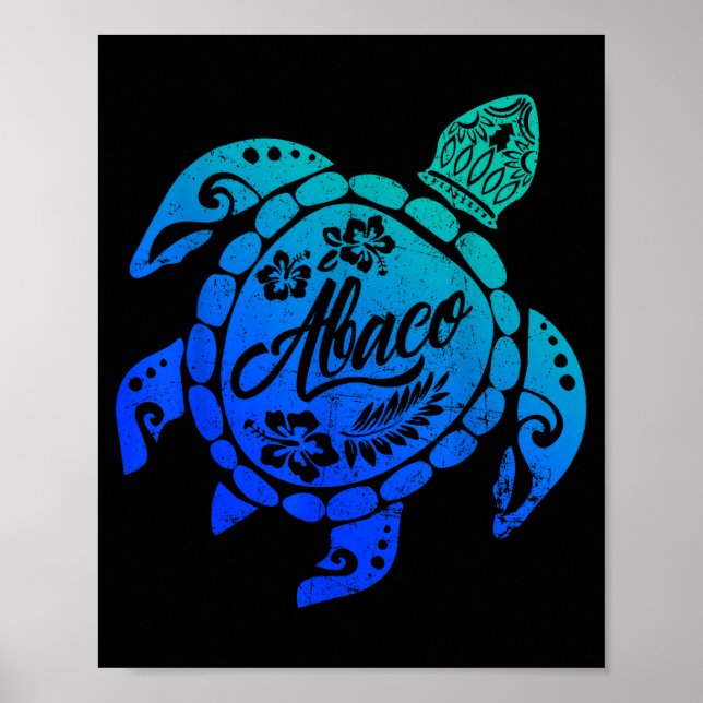 Poster Abaco Tribal Sea Turtle Bahamas Beach Vacation  (Frente)
