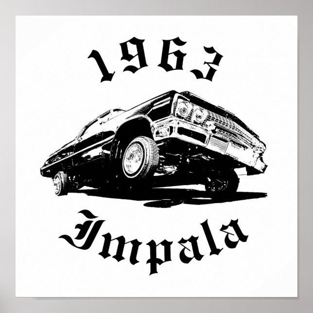 Poster Abaixador Chevrolet Impala 1963 Com Arte Hidráulic (Frente)