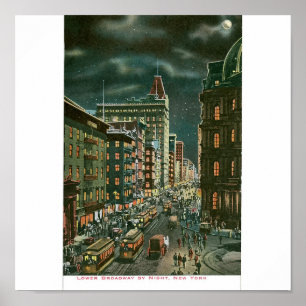 Poster Abaixe Broadway em a noite, New York
