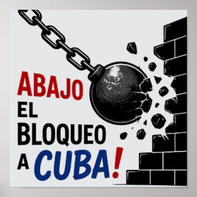 Poster Abaixo o Bloqueio a Cuba (Frente)