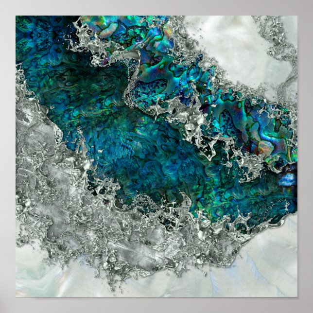 Poster Abalone Shell Pearl e Prata 2 (Frente)
