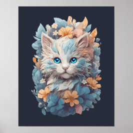 Poster Abate de Gato Floral de Cinto Aquático