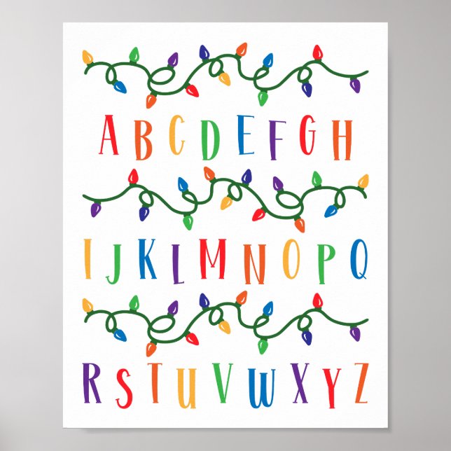 Poster ABC Alphabet Wall christmas lights (Frente)