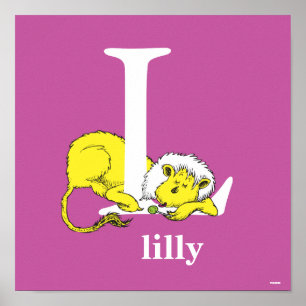 Poster ABC do Dr. Seuss: Letra L - Branco Adicione seu