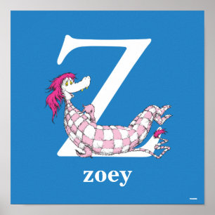 Poster ABC do Dr. Seuss: Letra Z - Branco Adicione seu