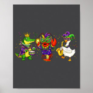 Poster Abc Jacaré Marrom Lagostim Louisiana Mardi Gras 