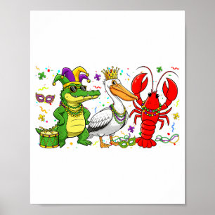 Poster Abc Jacaré Pelicano Lagostim Louisiana Engraçado M