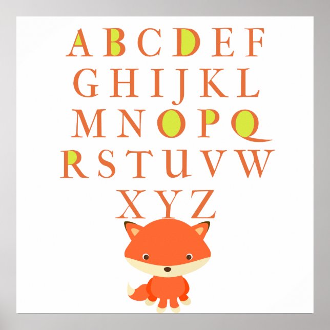 Poster ABC para crianças com raposa cúbica (Frente)