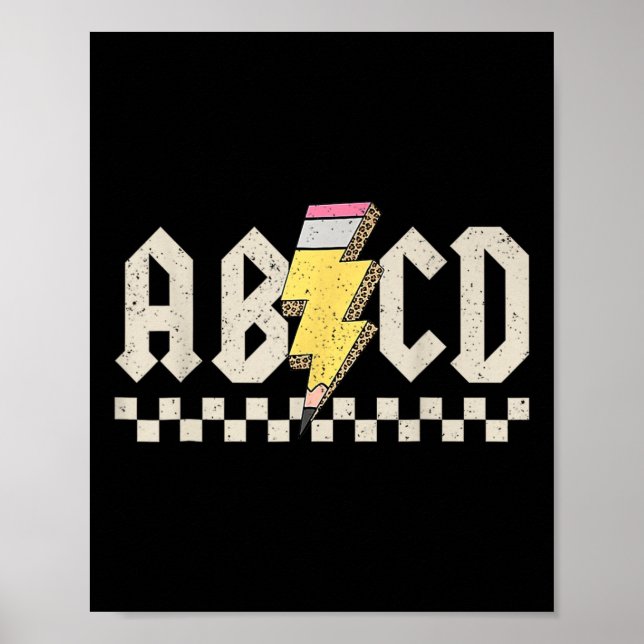Poster Abcd Pencil Lightning Bolt Back To School Teachers (Frente)