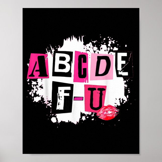 Poster Abcdefu Retro Funny Heart Valentine's Day  (Frente)