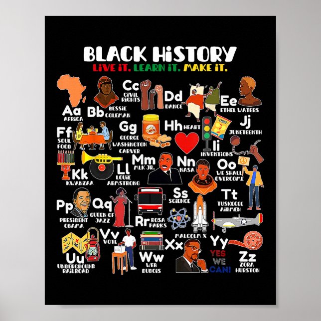 Poster Abcs Of Black History Month Pride Live It Learn It (Frente)