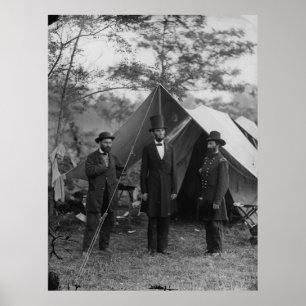 Poster Abe Lincoln and A. Pinkerton battlefield Antietam