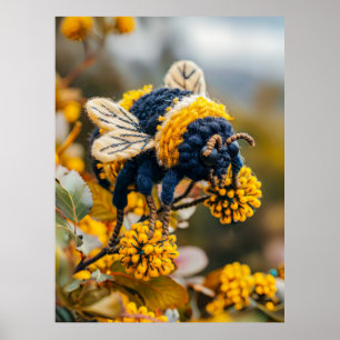 Poster Abeja de Feltro em Flores em Flor