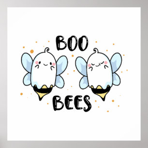 Poster Abejas Fantasmas Lindas - Halloween Divertido em b