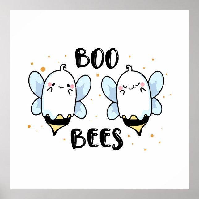 Poster Abejas Fantasmas Lindas - Halloween Divertido em b (Frente)