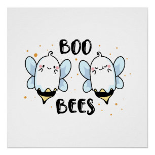 Pôster Abejas Fantasmas Lindas - Halloween Divertido em b