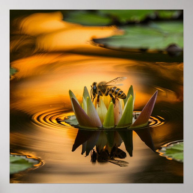 Poster Abelha de Mel na Flor (Frente)