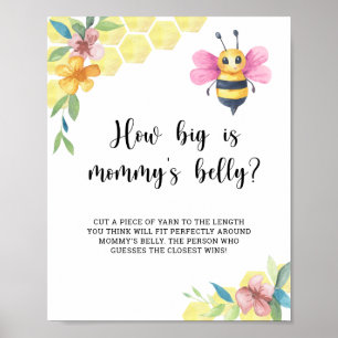 Poster Abelha Rosa quão grande é a barriga da mamãe jogo