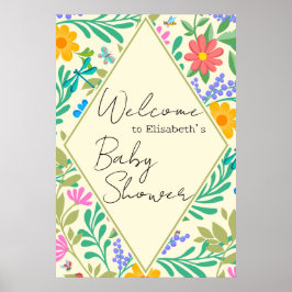 Poster Abelhas De Mel, Ladybug, Borboleta, Dragonfly & Fl