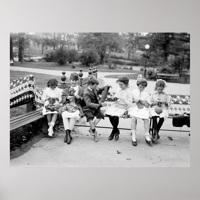 Poster Abelhas de tricô, início dos anos 1900 (Frente)