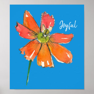 Poster Abelhas Joyful Orange Daisy Flower Palavras Positi
