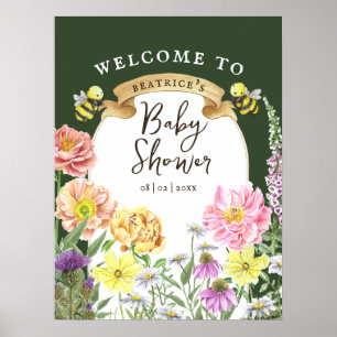 Poster Abelhas verdes e Chás de fraldas de flor selvagem 
