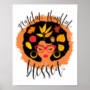 Poster Abençoada Mulher Negra Afro-Americana de Ação de G