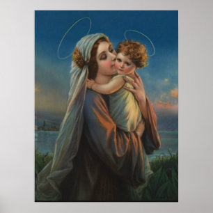 Poster Abençoada Virgem Maria Madonna com Criança Jesus