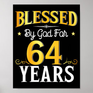 Poster Abençoado Por Deus Por 64 Anos 64º Aniversário Hom