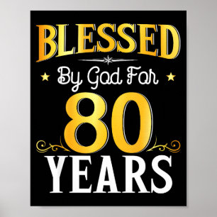 Poster Abençoado Por Deus Por 80 Anos 80º Aniversário Hom