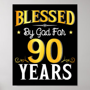 Poster Abençoado Por Deus Por 90 Anos Aniversário De 90 A