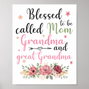 Poster Abençoado Seja Chamada Mãe Avó E Excelente Vovó