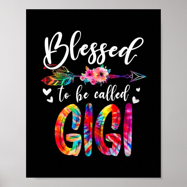 Poster Abençoado Seja Chamado Mãe Gigi Floral Tie Dye (Frente)