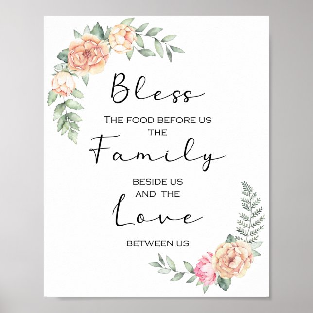 Poster Abençoe a Comida diante de nós, oração da cozinha (Frente)