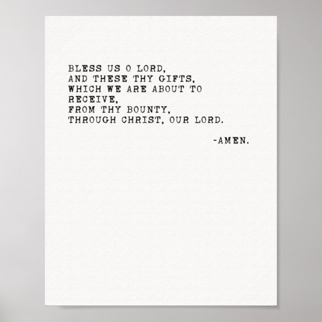 Poster Abençoe-nos, Senhor, Grace Antes das refeições, Pr (Frente)