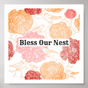 Poster Abençoe o nosso Nest Bird Wall Art Decore