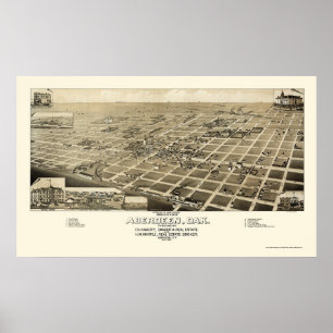 Poster Aberdeen, SD Mapa Panorâmico - 1883