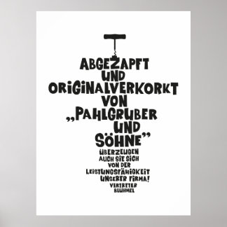 Poster Abgezapft und origalverkorkt - Loriot - Wein