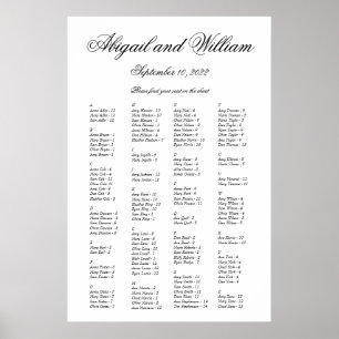 Poster Abigail Elegante - Gráfico de Assentos Alfabéticos
