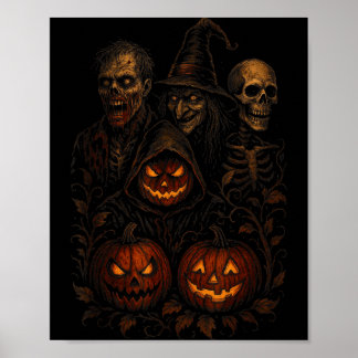 Poster Abóbora Assustadora de Halloween Sinistro Bruxa Zu