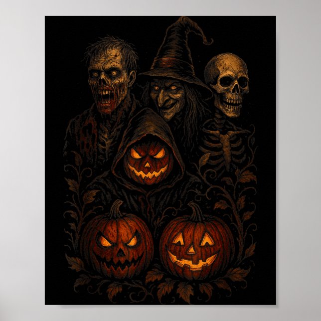 Poster Abóbora Assustadora de Halloween Sinistro Bruxa Zu (Frente)