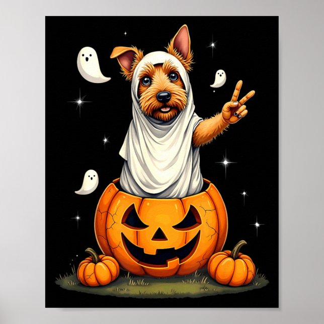 Poster Abóbora Boo Fantasma Terrier Escocês Cachorro Hall (Frente)