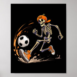 Poster Abóbora Cabeça de Jogador de Futebol Esqueleto Hal